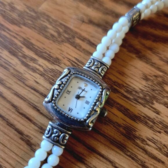 BRIGHTON "Lady Jane Emporia" Vintage Silver And Pearl Watch CITY WEDDING STYLE - Picture 10 of 12